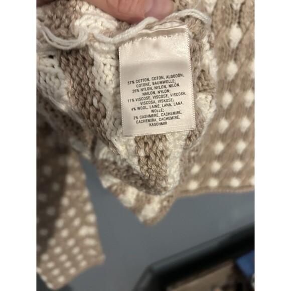 Anthropologie Sleeping On Snow Crochet Popcorn Sweater Mock Neck Tan Cream Med - Picture 4 of 5